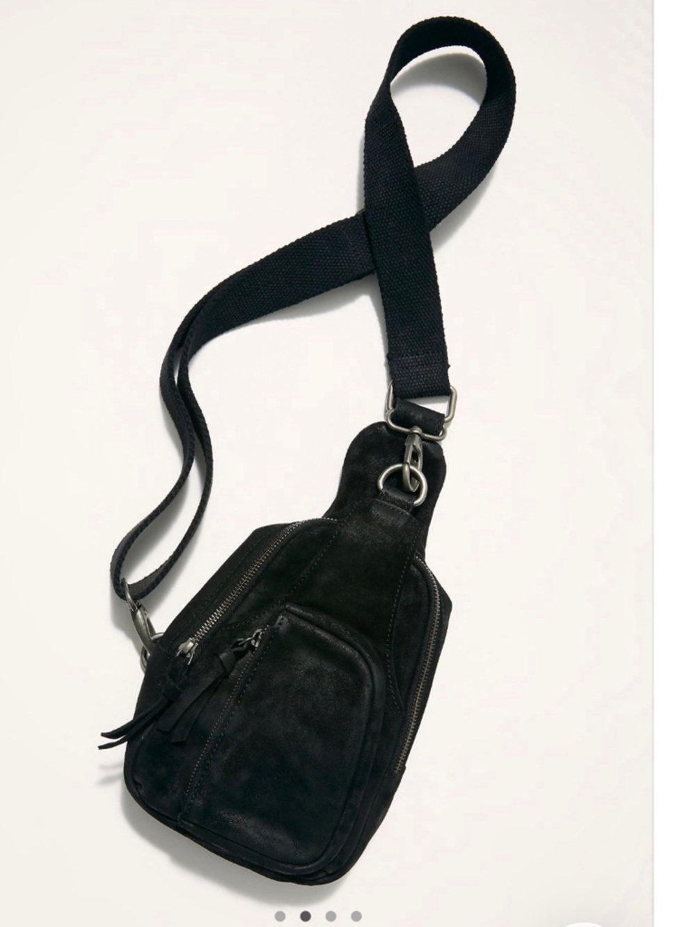 Free People Black Suede Hudson Sling Bag NWOT - Picture 2 of 3